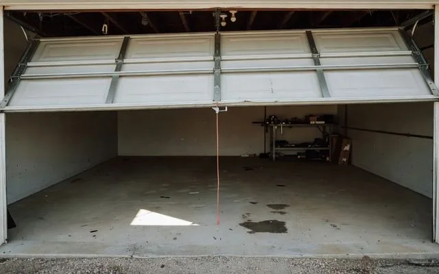 A door jammed halfway with the release cord down