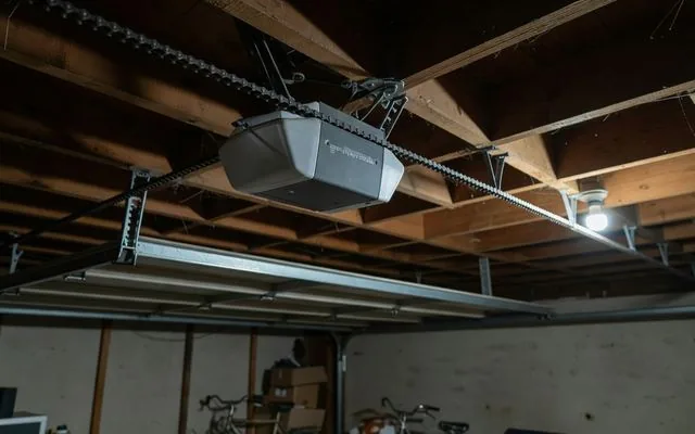 A garage door opener and chain drive